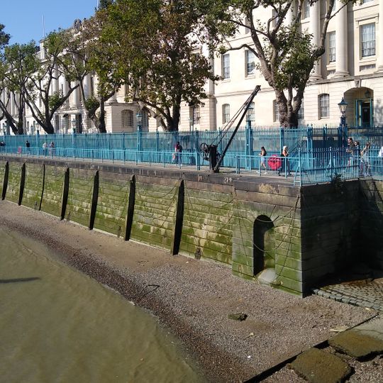 River Wall, Stairs And Cranes, Custom House Quay