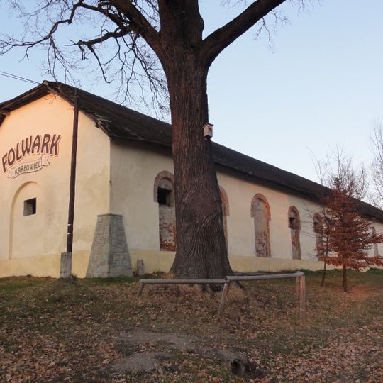 Former cowshed, later a stable on the Karłowiec farm in Kończyce Wielkie