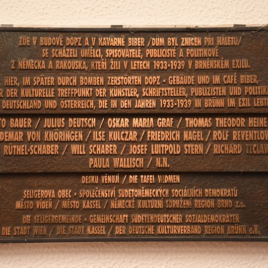Pamětní deska německým a rakouským exilovým spisovatelům, publicistům a politikům