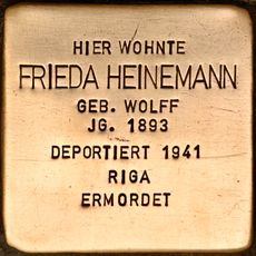 Stolperstein dedicated to Frieda Heinemann