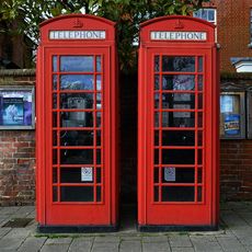 Two K6 Telephone Kiosks Outside Post Office And Bank, Hartley Row
