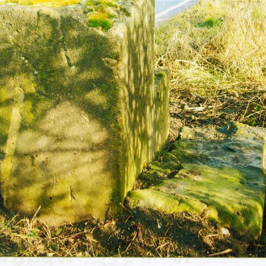 Milestone, Carved Stone Post, W of entrance to High Burtonfields Farm