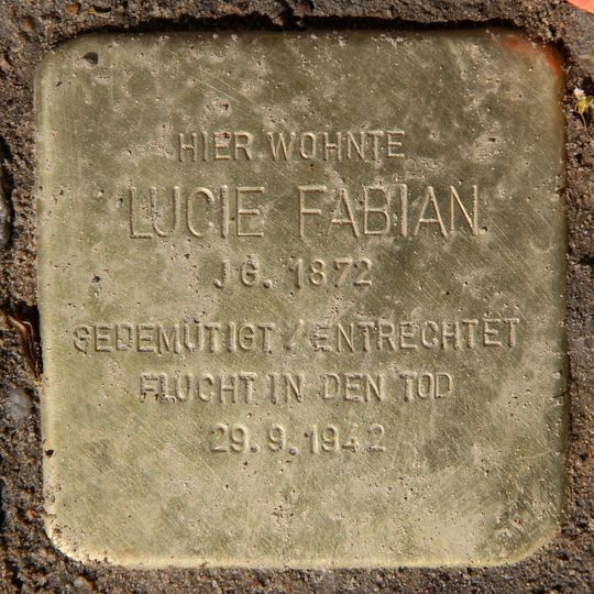Stolperstein dedicated to Lucie Fabian