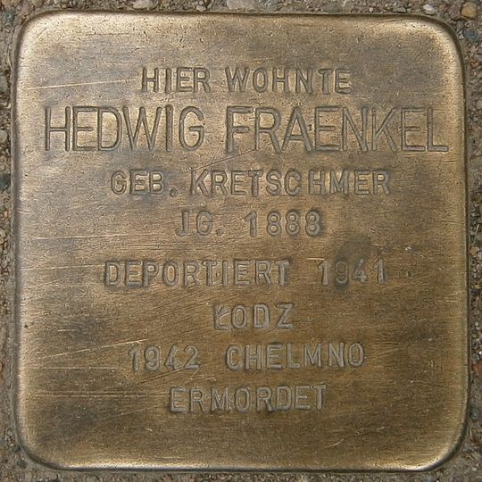 Stolperstein dedicated to Hedwig Fraenkel