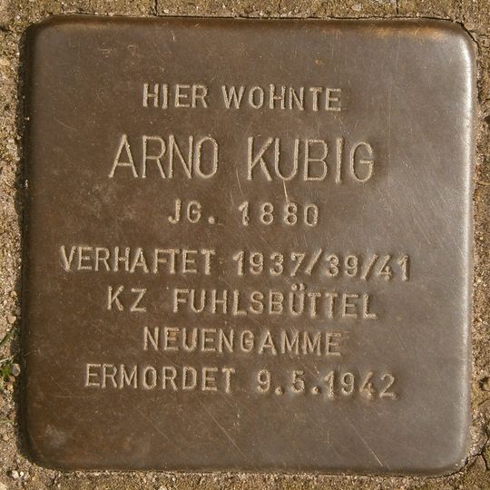 Stolperstein dedicated to Arno Kubig