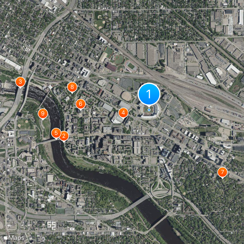 Huntington Bank Stadium Mapa