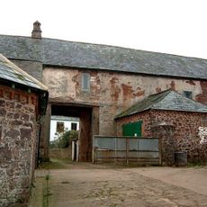 Linhay, barn and farm buildings adjoining on north-east side of foldyard at Bratton Court