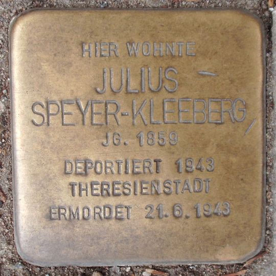 Stolperstein dedicated to Julius Speyer-Kleeberg