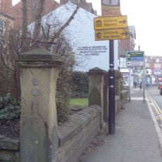 Gate piers and garden wall fronting number 34, Headingley Lane