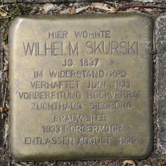 Stolperstein dedicated to Wilhelm Skurski