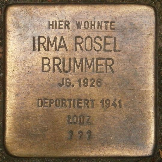 Stolperstein dedicated to Irma Rosel Brummer