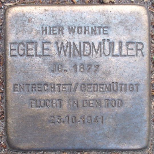 Stolperstein dedicated to Egele Windmüller