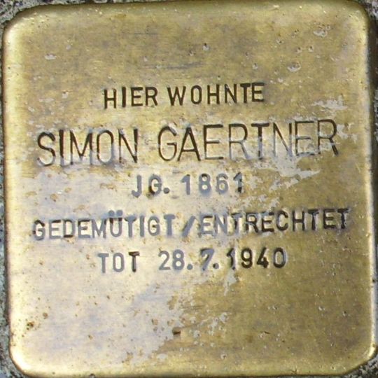 Stolperstein à la mémoire de Simon Gärtner