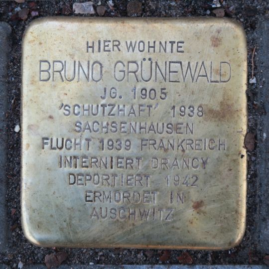Stolperstein en memoria de Bruno Grünewald
