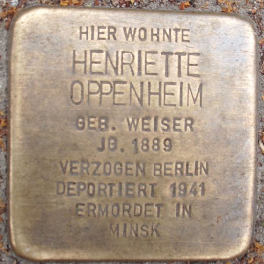Stolperstein dedicated to Henriette Oppenheim