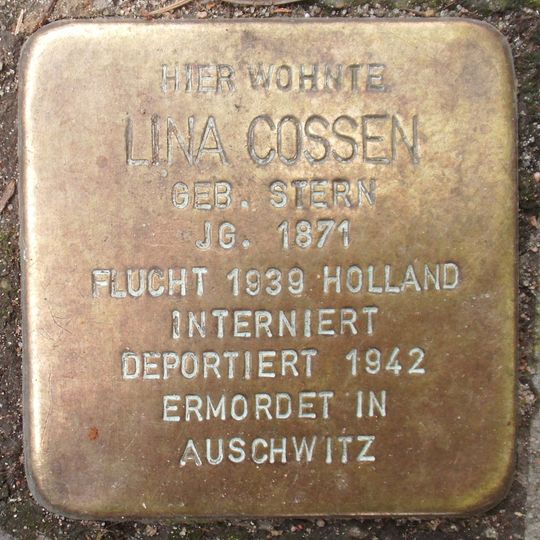 Stolperstein dedicated to Lina Cossen