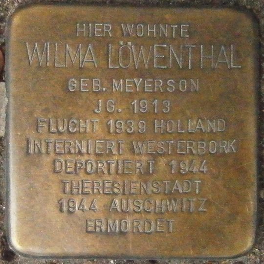 Stolperstein dedicated to Wilma Löwenthal