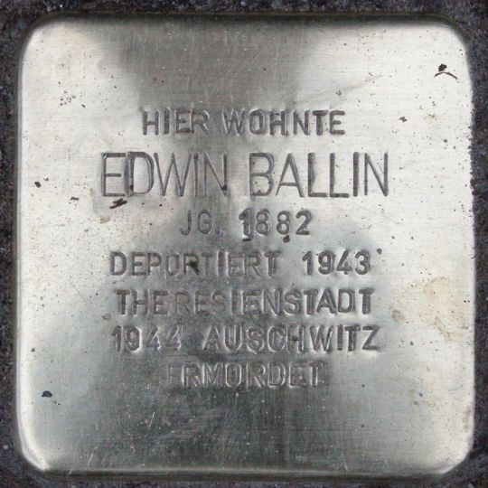 Stolperstein dedicated to Edwin Ballin