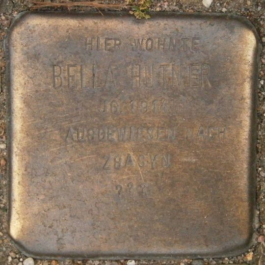 Stolperstein dedicated to Bella Hutner