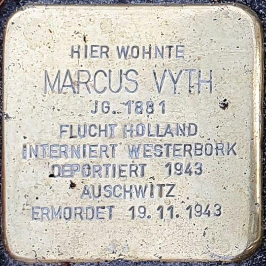 Stolperstein dedicated to Marcus Vyth