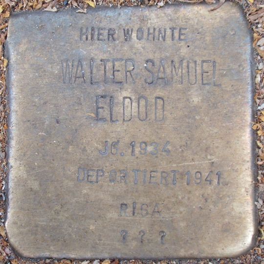 Stolperstein dedicated to Walter Samuel Eldod