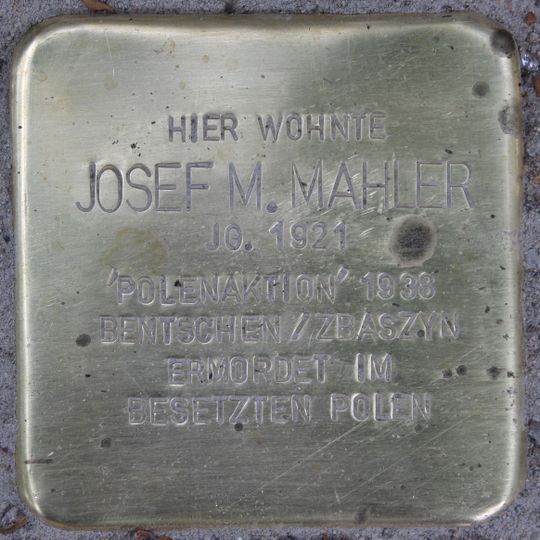 Stolperstein dedicated to Josef M. Mahler