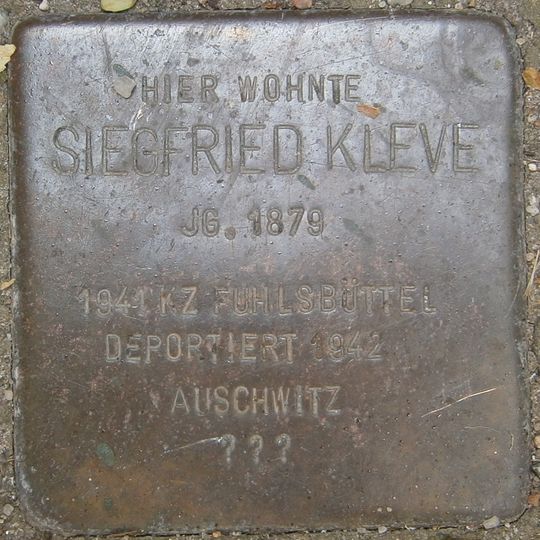 Stolperstein dedicated to Siegfried Kleve