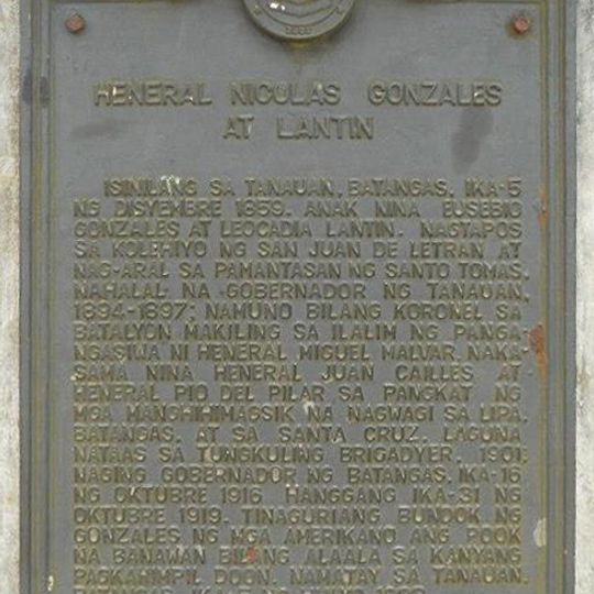 General Nicolas Gonzales y Lantin historical marker