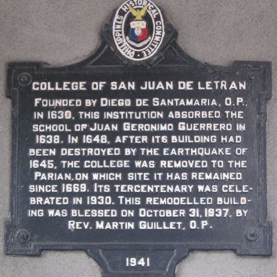 College of San Juan de Letran historical marker