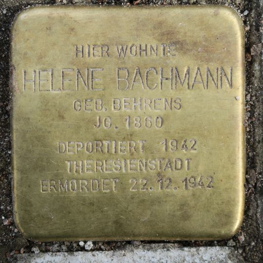 Stolperstein dedicated to Helene Bachmann