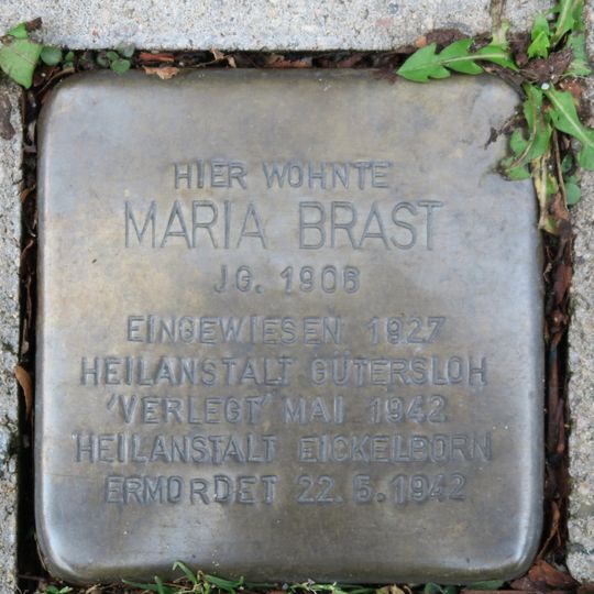 Stolperstein dedicated to Maria Brast
