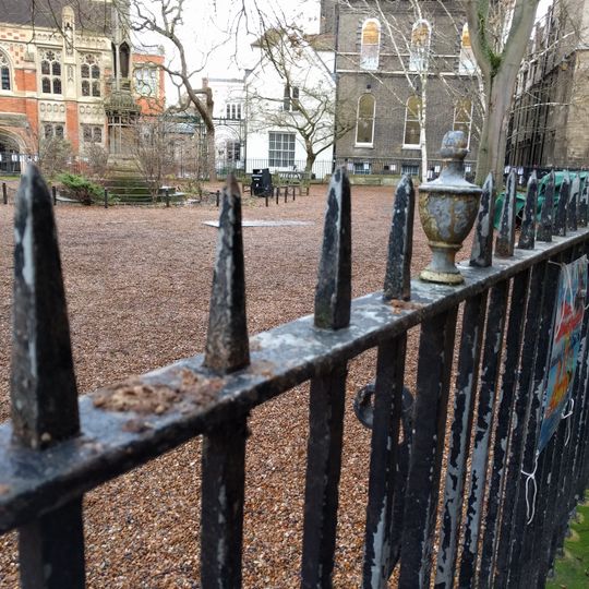 Railings Round Churchyard Of The Destroyed Church Of All Saints