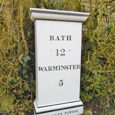 Milepost, Leigh Farm, Standerwick, where old road is walled off