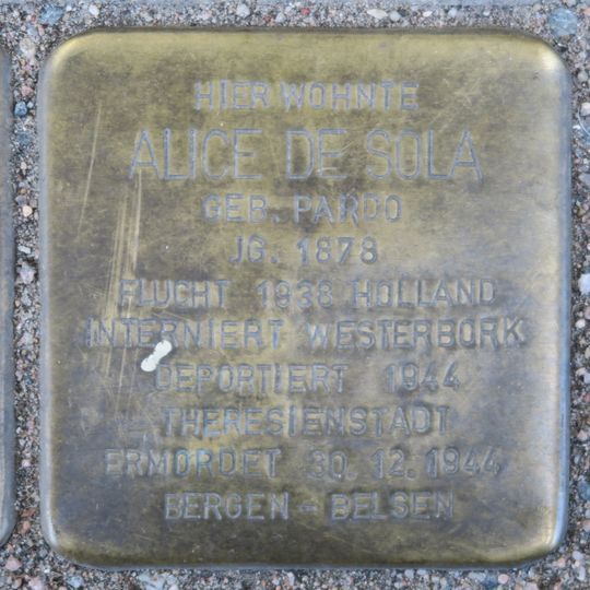 Stolperstein dedicated to Alice de Sola