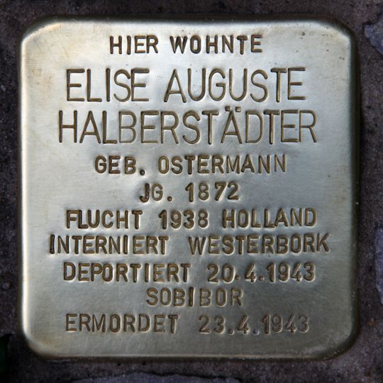 Stolperstein dedicated to Elise Auguste Halberstädter