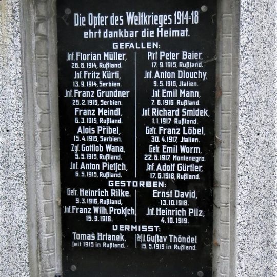 Pomník padlým v 1. světové válce na hřbitově ve Vaňově