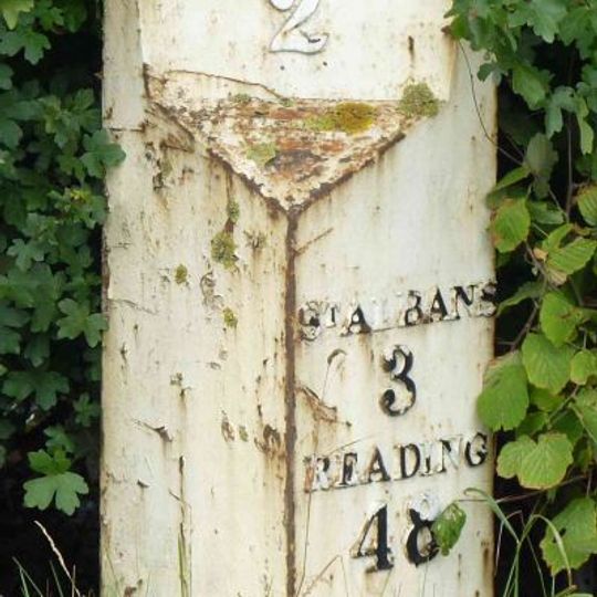 Milepost Approximately 70 Metres East North East Of The Three Horseshoes Public House