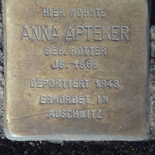 Stolperstein en memoria de Anna Apteker