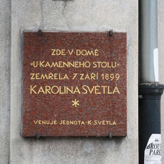 Pamětní deska Karolíně Světlé na Karlově náměstí v Praze
