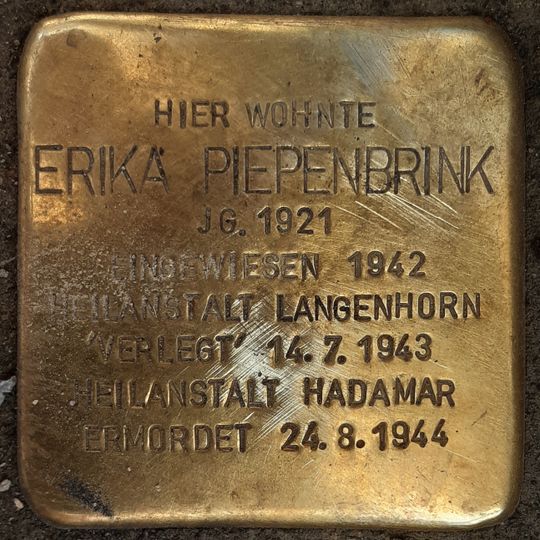 Stolperstein dedicated to Erika Piepenbrink