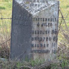 Milepost, just N of railway bridge, nr Smithy Farm, S of road to Waverton