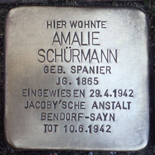 Stolperstein en memoria de Amalie Schürmann
