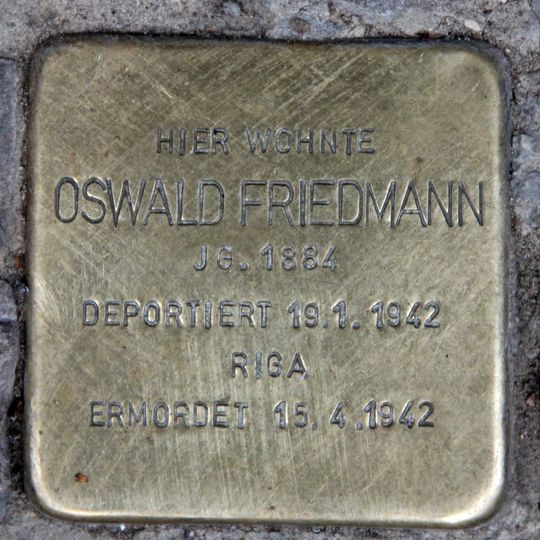 Stolperstein dedicated to Oswald Friedmann