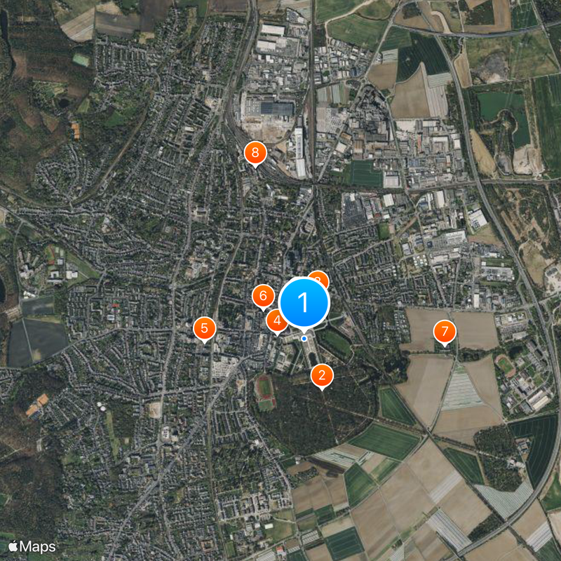 Augustusburg and Falkenlust Palaces Map
