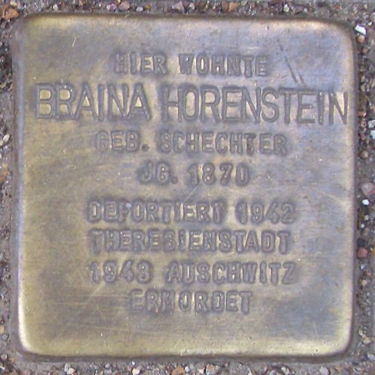 Stolperstein dedicated to Braina Horenstein