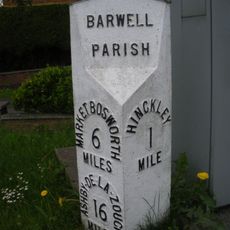 Milepost, by No. 240 Ashby Road, just S of jct with Normandy Way (A47)
