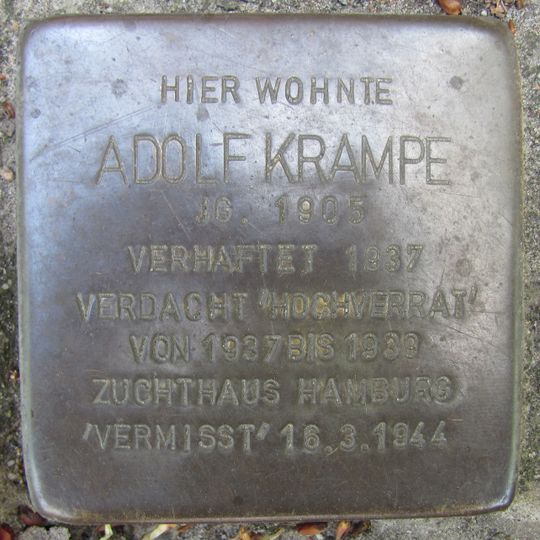Stolperstein en memoria de Adolf Krampe