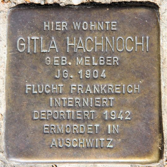 Stolperstein dedicated to Gitla Hachnochi