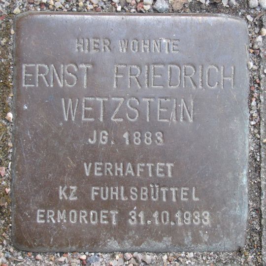 Stolperstein en memoria de Ernst Friedrich Wetzstein
