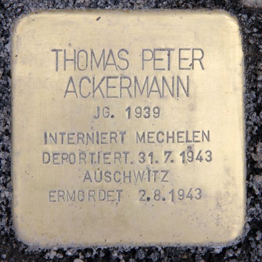 Stolperstein dedicated to Thomas Peter Ackermann